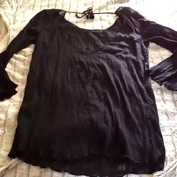 Shade&Shore Sheer Black Tieback Swimsuit Cover-Up - Picture 4 of 6